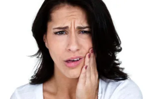 Woman with toothache.