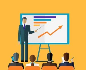 A group of professionals participating in a business training workshop.