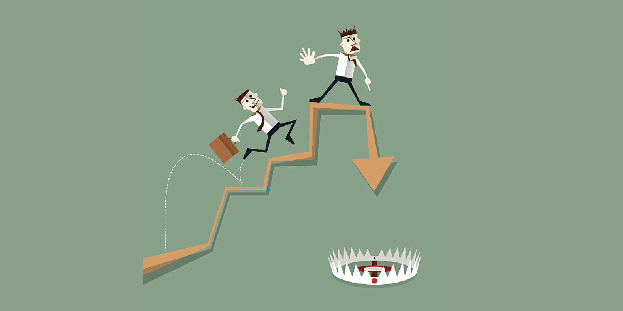 Animation of a statistic with 2 people running up it and a crash at the end