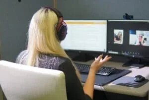 Interior view of a modern dentist office with treatment rooms and equipment.