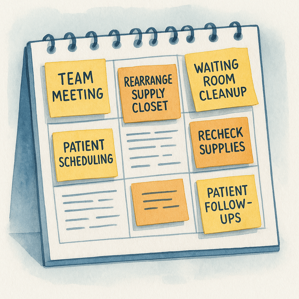 Graphic of a calendar with various busy entries