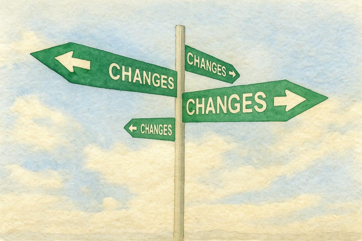 Sign saying 'Change'.